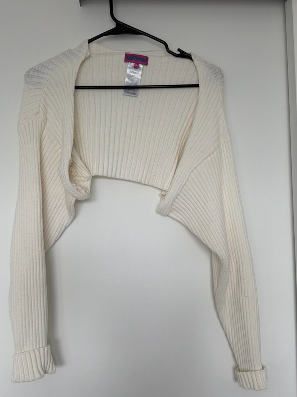 Edikted Cream Ribbed Cropped Bolero